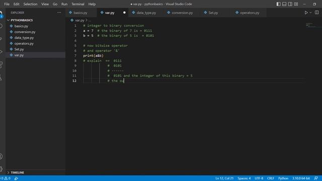 Bitwise operators (AND,OR,NOT)  | python tutorials for beginners