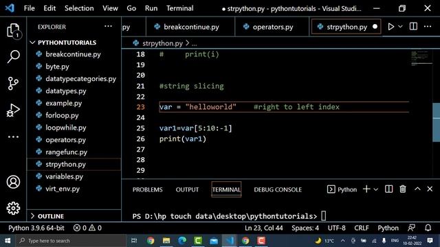 Strings in Python | Reverse a string in Python | String Slicing in Python | Python Tutorials Hindi