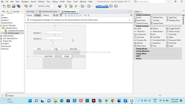 Java Swing application development video by 2nd Semester Student Bhavana S of 2021 batch. смотреть онлайн