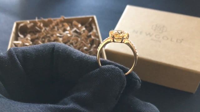 !Кольцо 097121 из красного золота 585 пробы с цитрином и фианитами смотреть онлайн