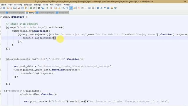 Wordpress Plugin Development tutorial from scratch (Part 19) By wp_ajax_{action} Post Data to Serve