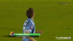 Free kick goal by Joona Toivio (DIF-IFK 1-0)