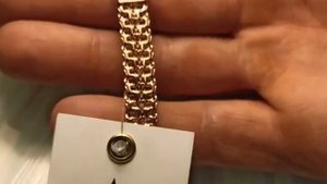 Золотой полновесный браслет. Плетение «двойной Бисмарк»