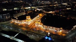 Ночной  Железнодорожный Вокзал Привокзальная Площадь Ворота Минска БГУ Drone 4k Video #Аэросъёмка