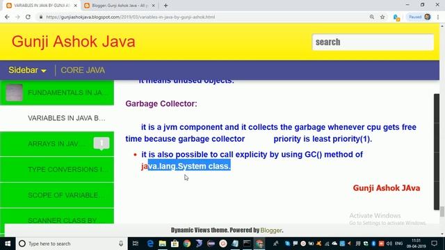 Garbage Collector In Java In Telugu By Gunji Ashok