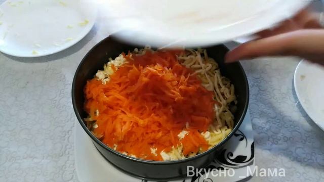 Слоеный салат с курицей и грибами, нежный, сочный вкусный??