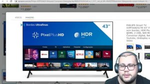 PHILIPS Smart TV 43PFG682578 43 Full HD sem bordas, HDR Plus, 3 HDMI, 2 USB, Wifi Miracast, Convers