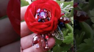 Брошь "Бохо Роза". Моё хобби. Роза из бархата