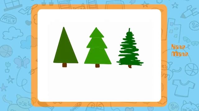 Как нарисовать елку.Рисуем елочку.Урок рисования для детей 3-5 лет.Каля Маля