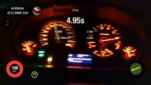 BMW f30 320i n20b20 stage 1 launch control 0-100, 1/4 mile, 402m , 100-200