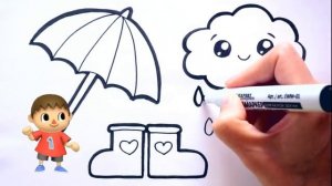 Рисование дождика для детей/Drawing rain for children/Рисование дождя для детей