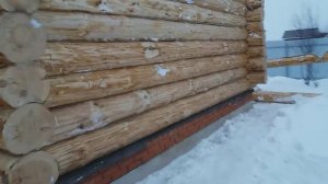 Сборка сруба 6х6 по осям в чашку. Проект дома-бани , полутроэтажный сруб, высота стен 4м.