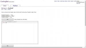 String-1 (firstHalf) Java Tutorial || Codingbat.com