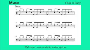 How to play 'Plug In Baby' by Muse on drums / Drum Sheet Music