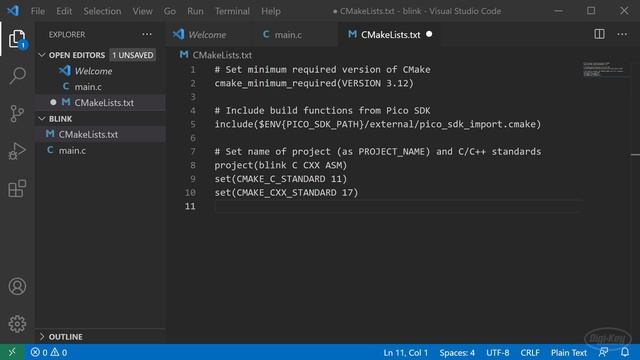 Intro to Raspberry Pi Pico and RP2040 - C/C++ Part 1: VS Code and Blink | Digi-Key Electronics