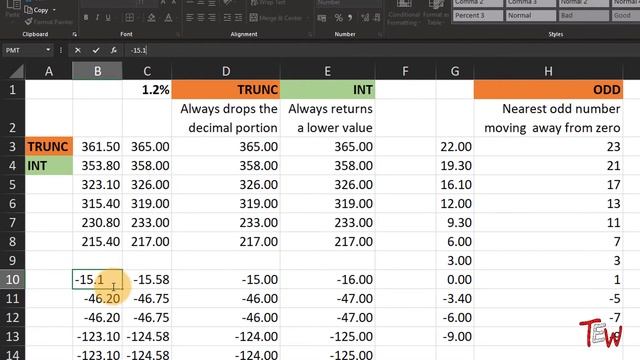 Excel TRUNC & INT Functions, Rounding Data Using EVEN & ODD Functions ? Excel Advanced Formulas