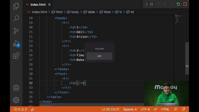 Курс по HTML & CSS от Академии Monday - Урок #5 - Таблицы