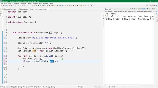 Duplicate words using Hashmap || interview java programs смотреть онлайн