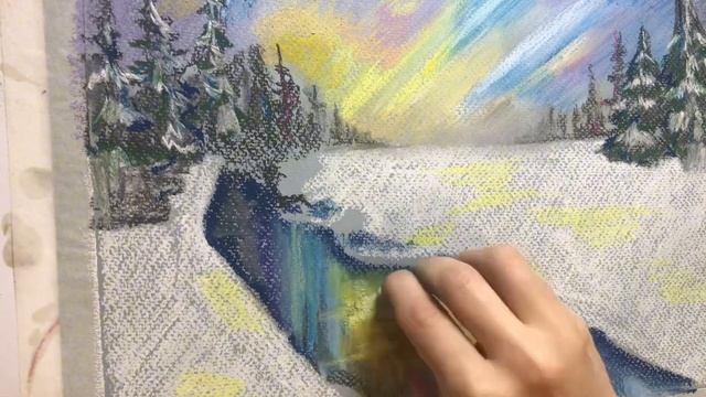 Быстрый зимний пейзаж пастелью #творчество #рисование #рисунок #пастель #пейзаж #туториал смотреть онлайн