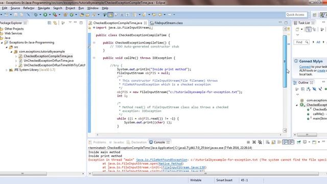 Diagram for exception classes hierarchy Object Throwable Exception and Error in java programming смотреть онлайн