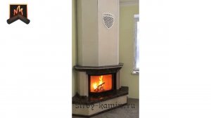 Призматическая топка АСТОВ ПП 8857 в угловой облицовке из мрамора- изготовление и установка под ключ