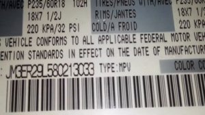 Mazda CX7 Paint Code Location