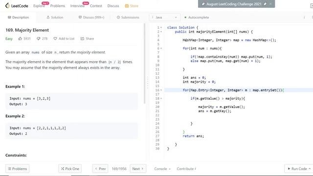 Собеседование в IT | LeetCode | 169. Majority Element
