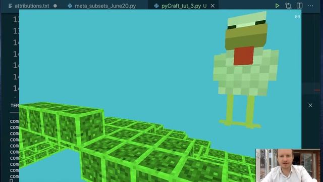 Minecraft in Python: set colour of terrain, mobs look at player (with Ursina) - part 3 смотреть онлайн