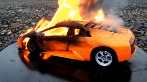 Lamborghini Murcielago Diecast Car Toy is BURNING! Its on Fire!!!