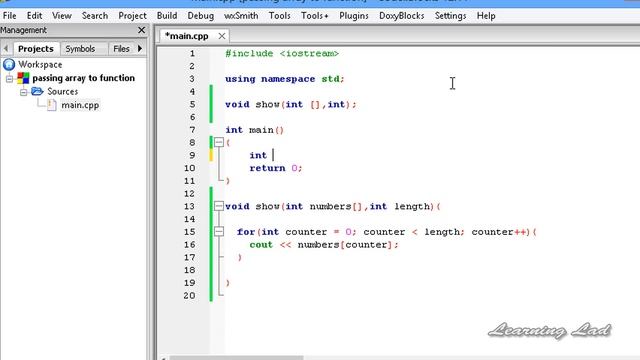Passing an Array to a Function in C++ | CPP Programming Video Tutorial