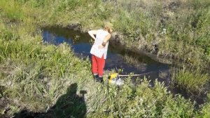 Первая поездка на мотоблоке за водой, с мотопомпой RATO.