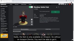 [FREE ITEM] How to get MONKEY SAFARI HAT! (AMAZON EXCLUSIVE) [ROBLOX]