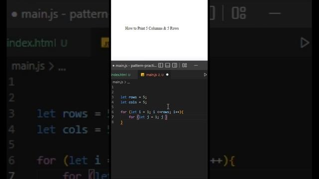 How to make 5 columns and rows html css JavaScript pattern practice