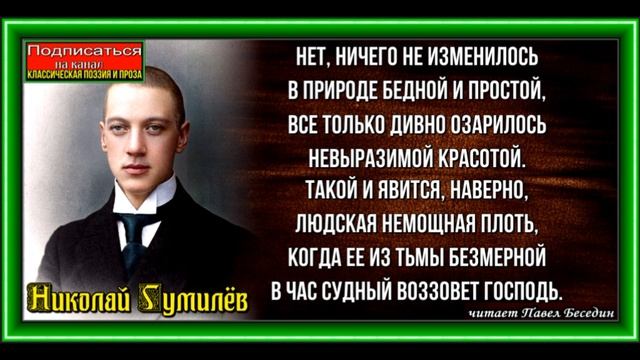 Нет ничего не изменилось, Николай Гумилёв ,Русская Поэзия ,читает Павел Беседин