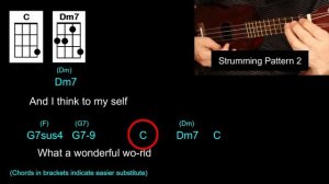 What a Wonderful World - Ukulele Tutorial & Cover (play along) w/ LYRICS & CHORDS   Easy key=C