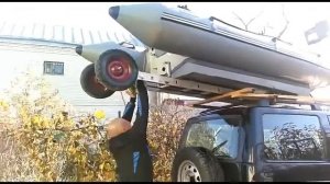 Погрузка на авто надувной резиновой лодки РИБ,самодельная конструкция