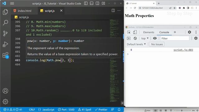 Math Methods  || JavaScript Tutorial for Beginners  - 63