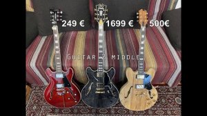 Hollowbody guitar comparison, cheap to expensive: Harley Benton, D'Angelico & DIY-Kit, blind test