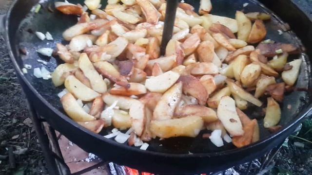 Супер сковорода- Картошка на диске из сельхоз бороны. Жарим картошку. смотреть онлайн