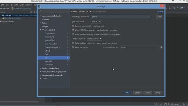 Integrating PyCharm with Git