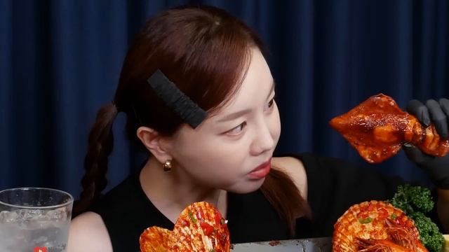 오징어 ? 매콤한 한치 ? 팽이버섯 가리비 해물찜 먹방 Spicy Squid Enoki Mushroosm hanchi Seafood Boil Mukbang ASMR Ssoyoun