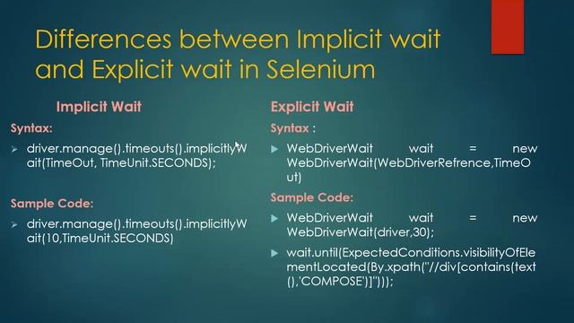 Difference between Implicit wait and explicit wait in Selenium