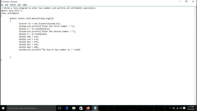 #Java Basic||Write a Java program to enter two numbers and perform all arithmetic operations.
