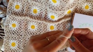 Ромашковый плед из квадратов