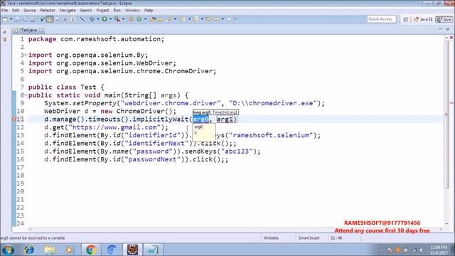 RAMESHSOFT: Implicit wait in Selenium WebDriver|| Synchronization In Selenium||Selenium in Realtime