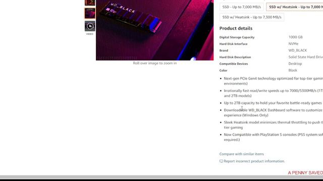 $110 only WD_BLACK 1TB SN850 NVMe Internal Gaming SSD Solid State Drive with Heatsink  PSE %