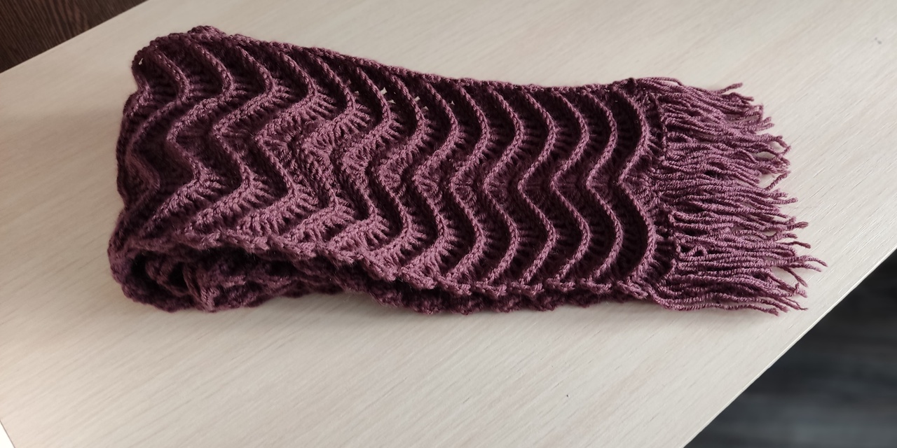 Тёплый шарфик с узором Волны! крючком! смотреть онлайн