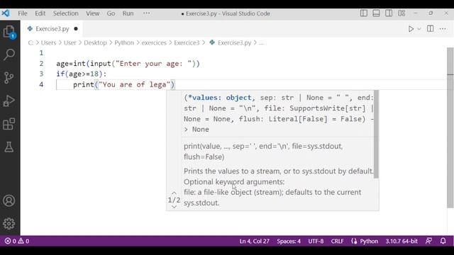 Practice Python : Basic Exercises for Beginners # 003 - User age