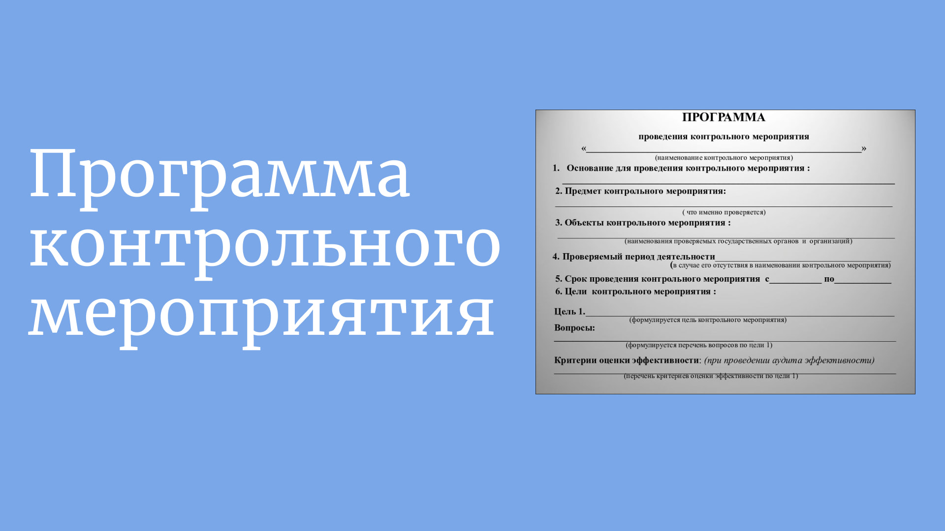 План и программа контрольного мероприятия