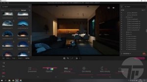 Ускоренная настройка рендера гостиной в программе Twinmotion 2022